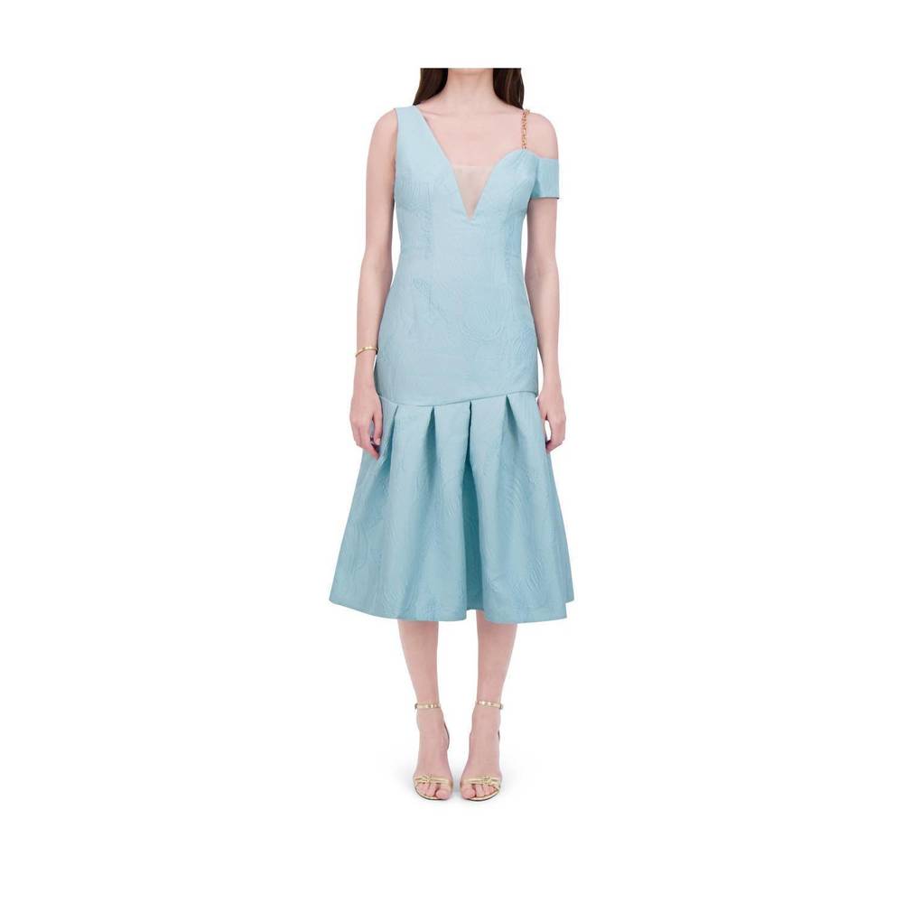 NEW BETHELHELENA tea garden off-shoulder v-neck dress in pale azure